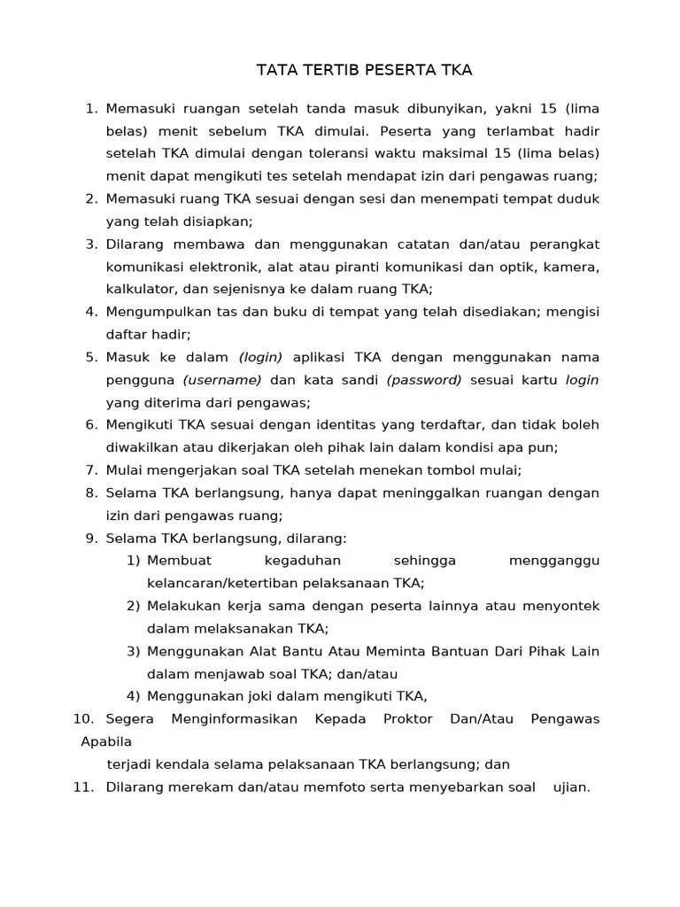 Tata Tertib Peserta TKA SD 2026: Persiapan Ujian Mulai 20 April dengan Aturan Lengkap